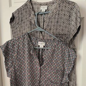 Liz Claiborne Split Neck Tops - (2) Top Size Large Petite